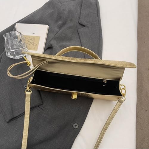 Image of Women Vegan Leather Evening Handbag Crocodile Pattern Handle Clutch Purse Cross Body Envelope Bag