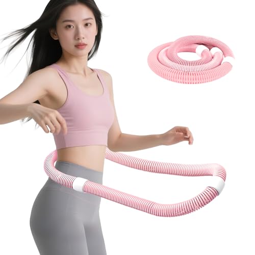 フラフープ ダイエット ウェイト付き ベリー フィットネス PVCソフトスプリングフープ 折りたたみ式 ポータブル フラサークル 脂肪燃焼 筋トレ シェイプアップ （ウエスト・背中・脚・胸）屋内・公園対応 男女兼用 (ライトピンク)（Amazon）