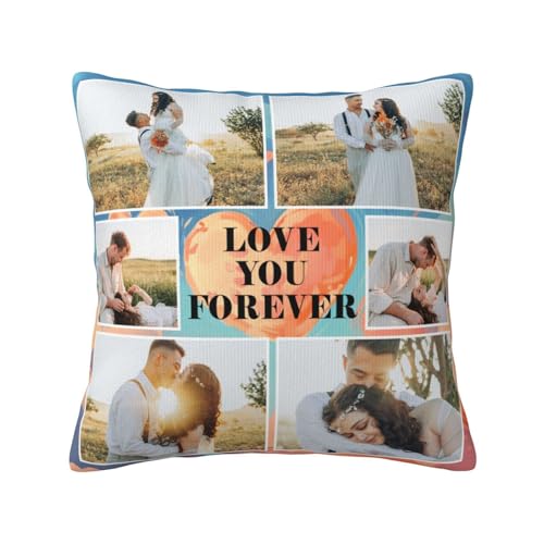 YMDLQDP Custom Love You Pillowcase with Picture Personalized Couple Pillowcases with Photos for Valentine's Day Anniversary Home Pillow Cover for Bed Sofa