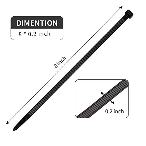Vtechology 100Pcs Heavy Duty Industrial Zip Toes,Releasable 8 Inch Blacktie Wraps, Adjustable Tie Wrap,Reusable Zip Toes Tie Straps For Garden Plant Secure Vine thumb #5
