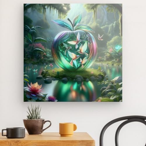 Toile murale Pomme en cristal #1 de format 60x60 cm pour decoration interieure moderne