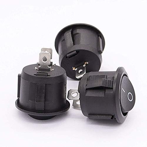 Taiss/8Pcs Round Rocker Toggle Switch Black SPST switch AC 250V/10A 125V/12A On/Off 2 Pin 2 Position, Used in cars and boats KCD1-5-101-BK