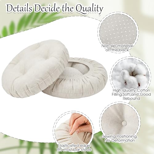 Image of Marsui 4 Pieces Bar Stool Cover Non Slip Padded Cushion, 14.2 Inch, Beige