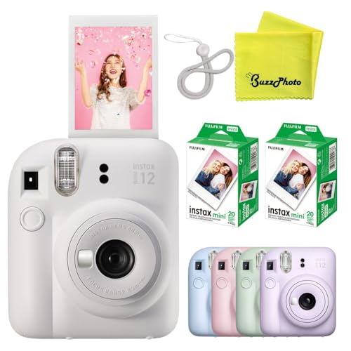 Image of Fujifilm Instax Mini 12 Instant Film Camera (Clay White w / 40 Film Sheets)