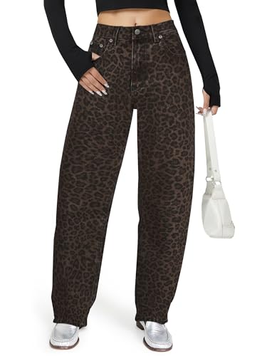 Barrel Jeans for Women, High Waisted Wide Straight Leg Boyfriend Microelastic Womens Mom Jeans