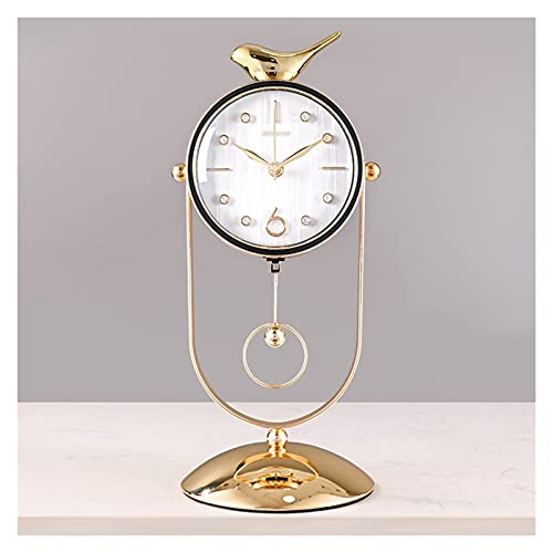 Reloj de escritorio y mesa de lujo con péndulo y diseño de pájaro
