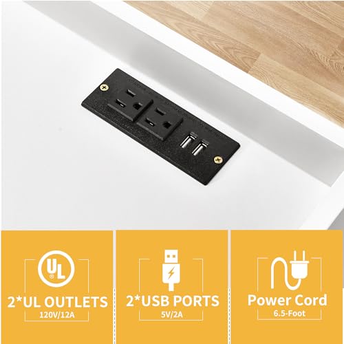 DWVO File Cabinet with Charging Station, 2 Drawer Lateral Filing Cabinet with Storage, Large Printer Stand for Home Office Living Room, Fits A4 Legal Letter Documents, White