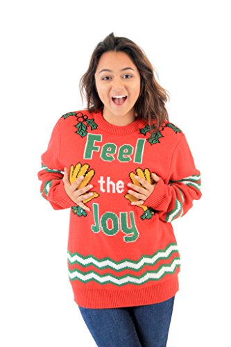 Costume Agent Siente la Joy Caminando Manos Rojo Feo Navidad Jersey