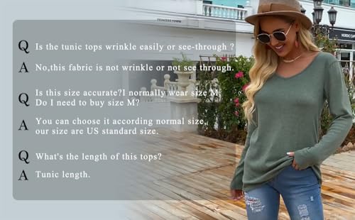 Jescakoo Tunic Tops to Wear with Leggings Long Sleeve V Neck T Shirts Fall Outfits 2025 Casual Loose Fit S-3XL4