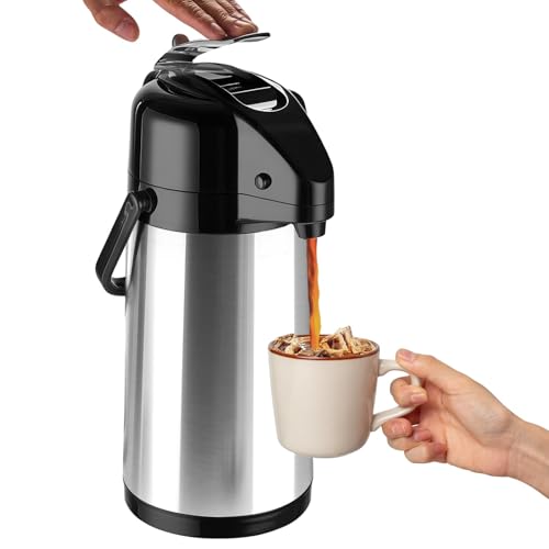 Image of Upgraded Airpot Coffee Carafe with Double Pump - 84oz /2.5L Coffee Carafe for Keeping Hot, Beverage Dispenser for Hot /Cold Beverage (1, Stainless Steel Color)