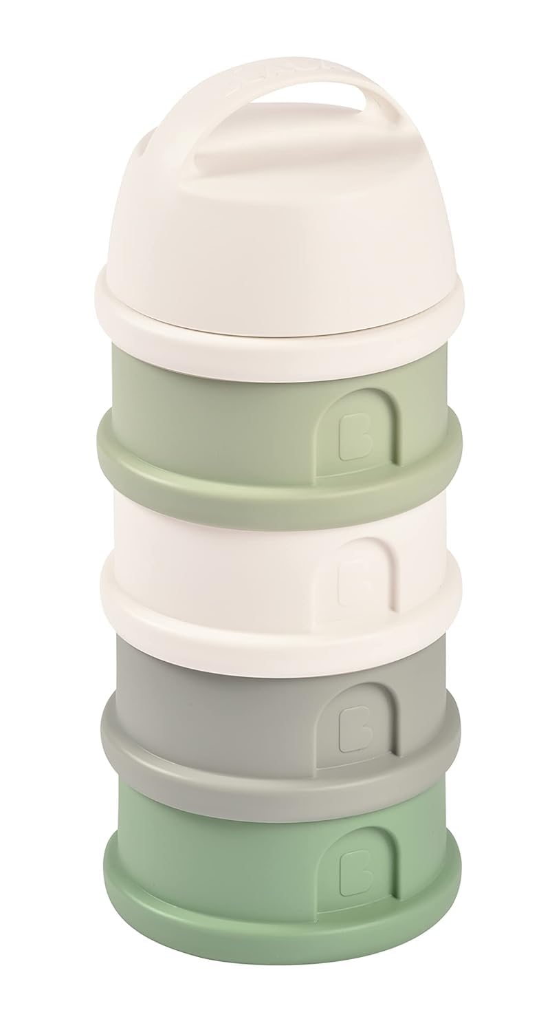 BÉABA, Lot Bib Expresso et Boite Doseuse 4 compartiments, Préparateur-Chauffe Biberon/Petits pots, Distributeur d'eau à Température Exacte, Bain Marie, Blanc et Vert Sauge