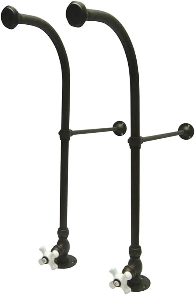 Kingston Brass CC455CX Vintage Rigid Freestand Supplies with Stop, Porcelain Cross Handle, 23-Inch, Oil Rubbed Bronze