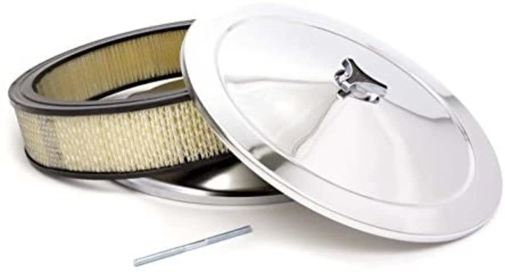 Company R2195 14" x 3" Chrome Plain Drop Base Air Cleaner Set