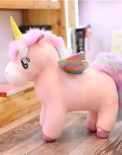 Image of Tickles Rainbow Wings Unicorn Horse Soft Stuffed Plush Animal Toy for Kids Birthday Gifts (Size: 25 cm Color: Pink)