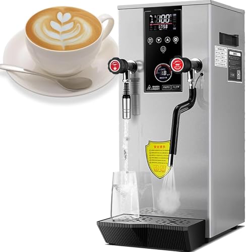 ZenSeFarin Espumador De Leche Comercial,Máquina De Agua Hirviendo De 20 L,2500w Máquina Eléctrica para Hacer Espuma De Leche a Vapor,Máquina para Hervir Agua a Vapor para Té,Café Y Postres Silver