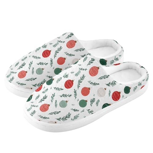Fuzzy Memory Foam Slippers for Women/Men Leaf Christmas Ball Pattern Fluffy Winter House Shoes Indoor and Outdoor4