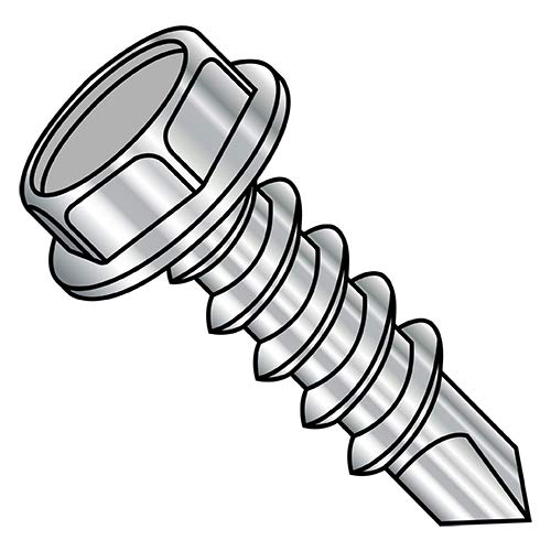 Tornillo autoperforante hexagonal con arandela, acero inoxidable 18-8, pack 750