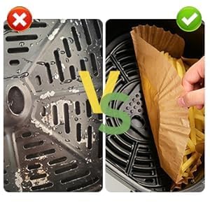 Image of Marve Square Air Fryer Liners Food-Grade BPA Free Air Fryer Paper for 5 to 8 litres Oil-Free Fryers - Healthy Cooking I Heat Resistance Air Fryer, Baking, Roasting Microwave (100 Square Air Fryer)