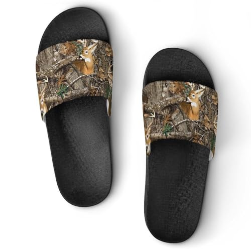 Camouflage Deer Hunting Slide Sandals Womens Slides Shoes Non Slip Shower Bedroom Thick Sole Slippers Beach Shoes