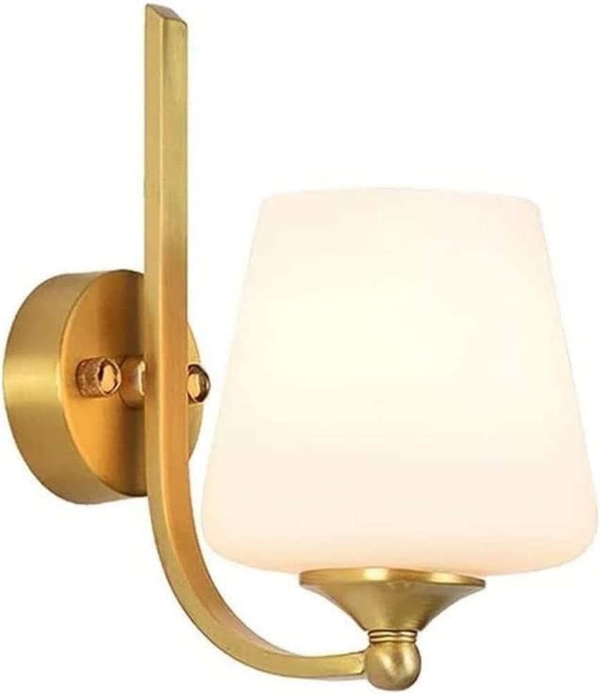 DecopaModern Simplicity White Glass Wall Light European Copper Wall Lamp Lighting Fixture E14 Home Lighting Dining/Living Room Nordic Bedroom Bedside Lights Office Hotel Restaurant