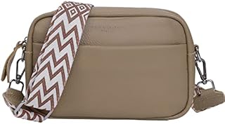 DKIIL NOIYB Crossbody Bag for Women, Small Genuine Leather Women's Cross-body Bags White Crossbody Camera Bag Removable Wide Strap Shoulder Bag Purse