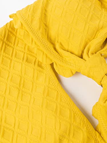 Cupshe Women's One Piece Swimsuit Sexy Cutout Scallop Trim Bathing Suit, M Yellow #TOP6