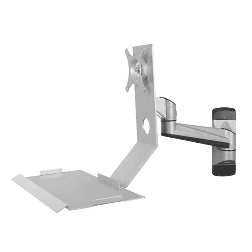 Aioneer Monitor Arm Silver Single Arm Monitor Stand Foldable 90°Wall Mount With Engineered Tray Monitor Mount Arm