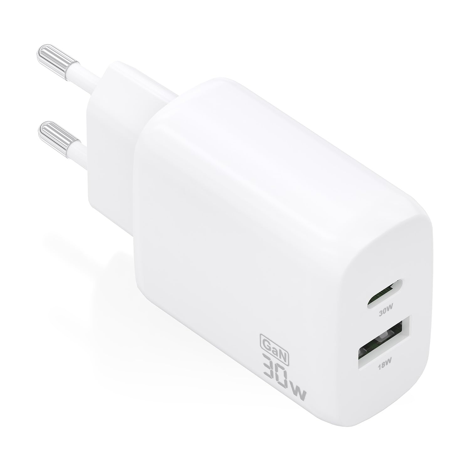 Cargador de Pared GaN Aisens A110-0923/ 1xUSB Tipo-C/ 1xUSB/ 30W/ Blanco
