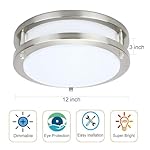 36W Dimmable LED Ceiling Light Fixture, 12 inch Flush Mount Light Fixture, Ceiling Lights for Bedroom, Kitchen, Bathroom, Super Bright 4000 Lumens, 400W Equivalent, 5000K Daylight White - Image 4