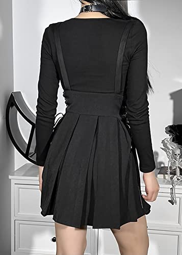 TSMNZMU Women Gothic Pleated Skirt Hight Waist Punk Halter Skirts Harajuku Adjustable Buckle Strappy Short Skirt3