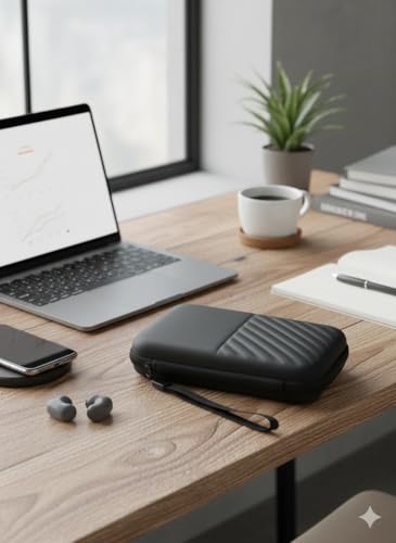 Image of VYAR Hard Drive Carrying Case /Bag 2.5-inch Carry Pouch Compatible with Western Digital WD Elements Seagate Passport Toshiba Earphone Power Bank USB Cable & Portable Hard Drives - Black