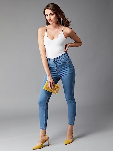 Image of Dolce Crudo Women's Skinny Fit High Rise Cropped Length Stretchable Denim Jeans