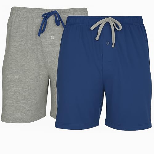 Hanes Men's 2-Pack Knit Short,Blue Depth/Active Grey Heather,Large