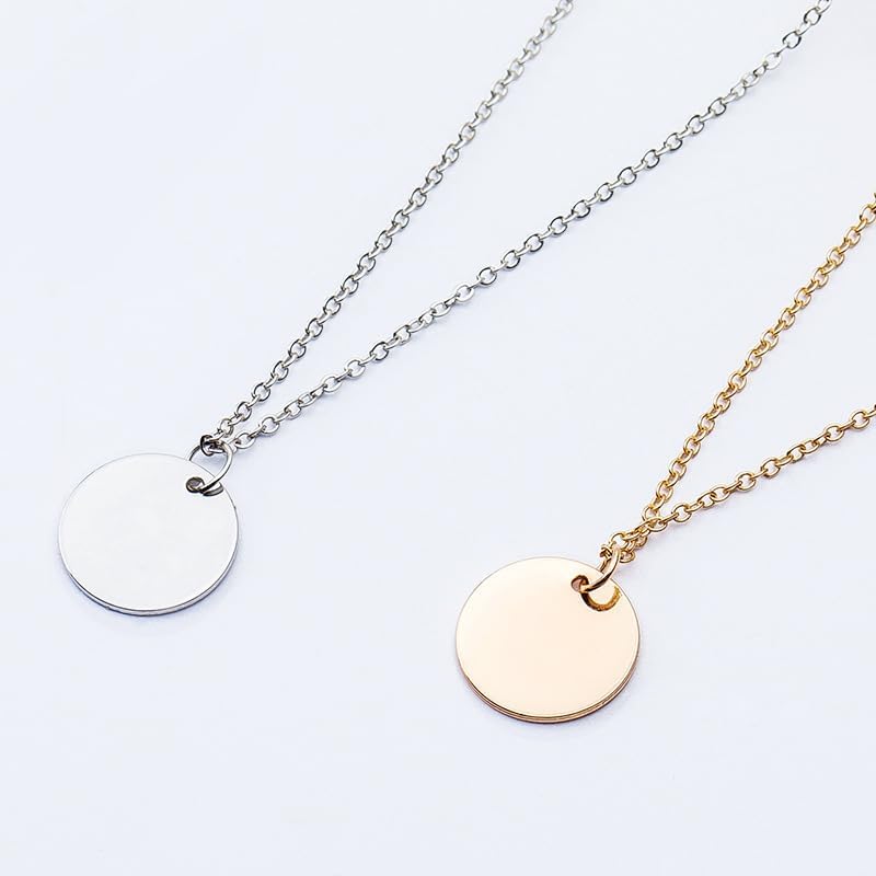 Gold Circle Drop Jewelry Set Lightweight Circle Disc Dangle Earring Stainless Steel Disc Charm Chain Necklace Tiny Dot 20mm Round Fashion Jewelry for Women - Image 3