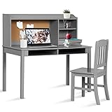 Costzon Kids Desk and Chair Set, Children Study Writing Desk w/Chair, Hutch, Storage, Drawers,...