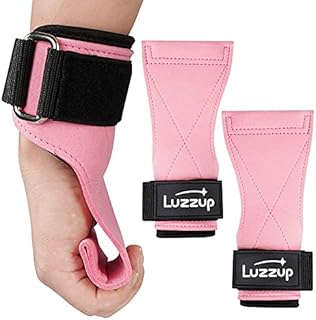 Luzzup Weightlifting Workout Gloves with Wrist Straps, Dead Lifting Wrist Wrap with Grip Pad, Heavy Duty Lifting Hook for Gym Exercise, Crossfit Pink