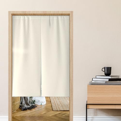 のれん 暖簾 A80*120cm 幅85cm 丈90cm ツートーン 目隠し ロング キッチン リビング インテリア 遮熱 間仕切り 飲食店 カーテン おしゃれ ネイビー スレートブルー (丈90cm(幅85cm)) ライトグレー オフホワイト 冷気遮断カ