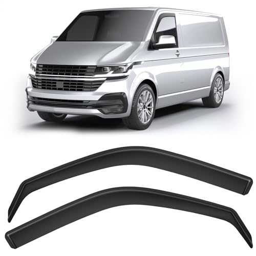 GEARMONSTER Wind Deflector Compatible with VW T5 2003-2015 & VW T6 from 2016 Car Window Rain Cover Rain Deflector Integrated Deflectors Integrated Wind Deflector
