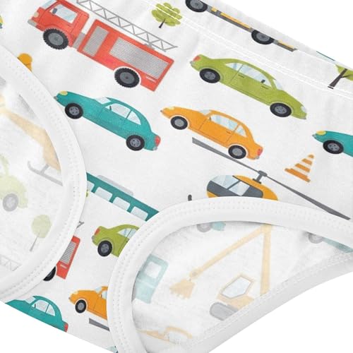 Cotton Girls Underwear Toddlers Colorful Cartoon Vehicles Cars White Panties for Girl Flower Briefs Underpants 2t4
