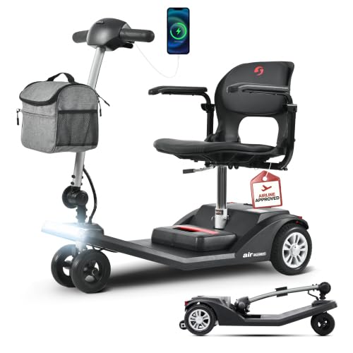 Scooter de movilidad plegable para personas mayores, 6 km/h, autonomía 15 km, batería de litio, chasis de aluminio, negro