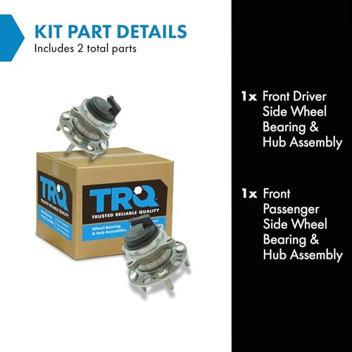 Image of TRQ Front Driver and Passenger Side Wheel Bearing and Hub Assembly Set 2 Piece Compatible with 2009-2014 Hyundai Genesis 2011-2016 Equus