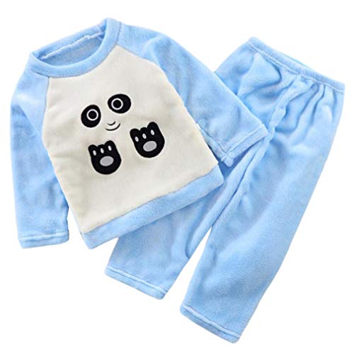 DEBAIJIA Baby Hauskleidung 0-12T Kleinkind Heimanzug Kinder Schlafanzüge Säugling Pyjama Junge Nachtwäsche Mädchen Flanell Unisex (Blau-90) Cover
