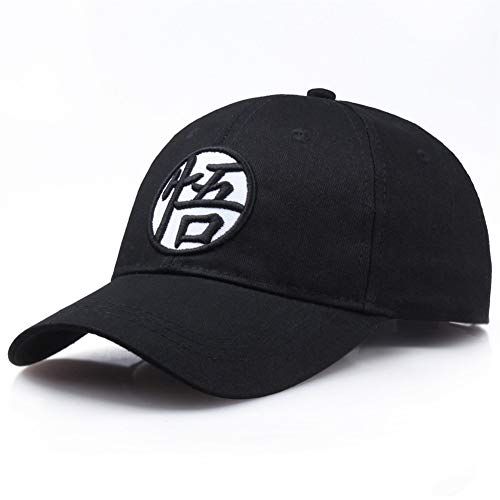 Baseball-Cap-Qualitäts-Baumwoll Dragon Ball Z Goku Baseball Caps Hüte for Männer Frauen Anime Dragon Ball Einstellbare Hiphop Snapback Cap (Color : Black, Size : L(55 61cm))