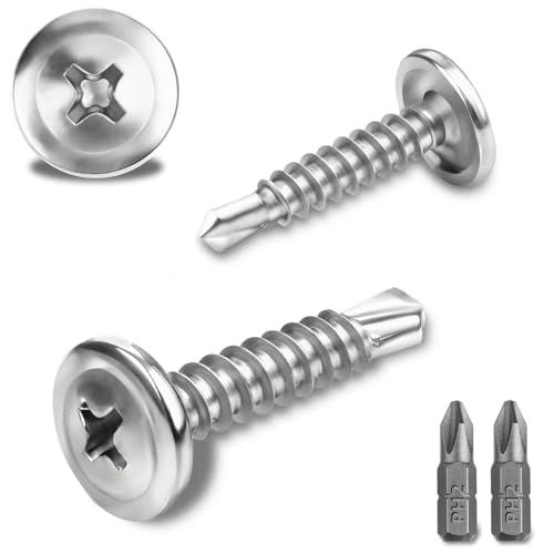 150 Piezas Tornillos Roscachapas 4.2 x 19MM Tornillos Autotaladrantes 410 Tornillos Acero Inoxidable Tornillo Roscachapa Tornillos Autorroscantes Cabeza Plana Tornillería Inox Panel Sandwich （Plata）
