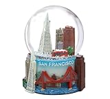 San Francisco Snow Globe Skyline and Landmarks, Trolley and Golden Gate Bridge, 3.5 Inches