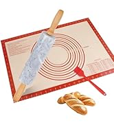 3Pcs Marble Rolling Pin Sets,15Inch Marble Pastry Dough Roller with Wooden Handle,Silicone Mat,Cr...
