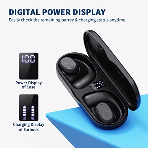 Open Ear Headphones, Bluetooth 5.3 Wireless Headphones With Digital Display Charging Case 40 Hours Playtime True Wireless Open Ear Earbuds With Earhooks Sports Headphones For Running, Walking, Workout #TOP6