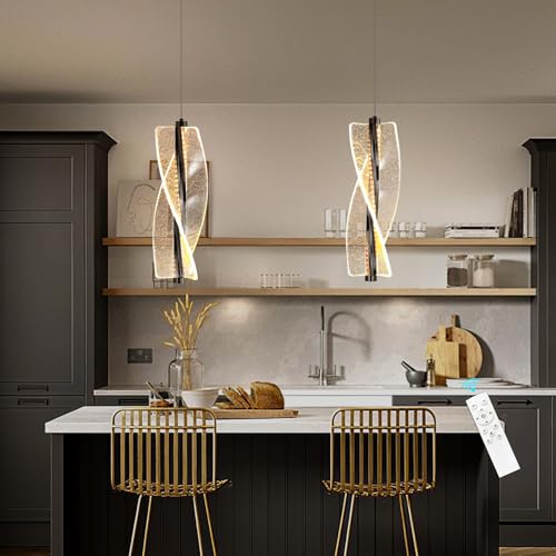 AFQEJG 1 Lights Modern LED Dimmable Chandelier for Kitchen Island Pendant Lighting Glam Chandelier Dining Room Living Room Bedroom Black by AFQEJG - Image 2