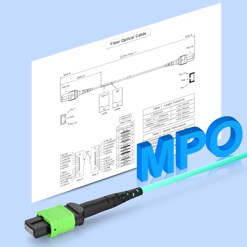 Image of 10Gtek MPO Cable, Compatible with NVDA MFP7E10-N005, OM4 MPO-12 APC (Female) to MPO-12 APC (Female) Multimode Fiber Cable, Type B LSZH, 5-Meter