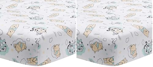 Image of Lambs & Ivy Disney Baby Winnie The Pooh Hugs White Fitted Crib Sheet (Pack of 2)